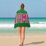 Custom Emerald Green Pink Beach Towel