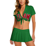 Custom Emerald Green Red Cheerleading Uniform Set