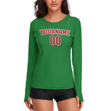 Custom Emerald Green Red Women's Long-Sleeve Shirt