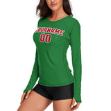 Custom Emerald Green Red Women's Long-Sleeve Shirt