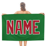 Custom Emerald Green Red Beach Towel