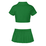 Custom Emerald Green Red Cheerleading Uniform Set