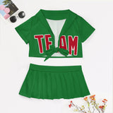 Custom Emerald Green Red Cheerleading Uniform Set