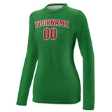 Custom Emerald Green Red Women's Long-Sleeve Shirt