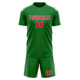 Custom Emerald Green Red Soccer Jersey