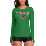 Custom Emerald Green Crimson Red Women's Long-Sleeve Shirt