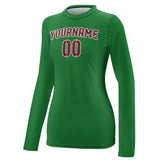 Custom Emerald Green Crimson Red Women's Long-Sleeve Shirt