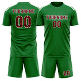 Custom Emerald Green Crimson Red Soccer Jersey