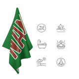 Custom Emerald Green Coral Red Beach Towel