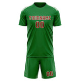Custom Emerald Green Coral Red Soccer Jersey