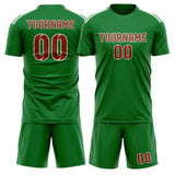 Custom Emerald Green Coral Red Soccer Jersey