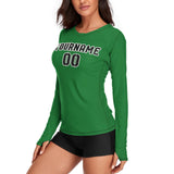 Custom Emerald Green Black Women's Long-Sleeve Shirt