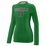 Custom Emerald Green Black Women's Long-Sleeve Shirt