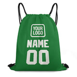 Custom Emerald Green White Drawstring Bag