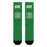 Custom Emerald Green White Knee-High Sock