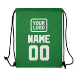 Custom Emerald Green White Drawstring Bag