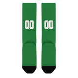 Custom Emerald Green White Knee-High Sock