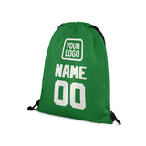 Custom Emerald Green White Drawstring Bag