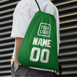 Custom Emerald Green White Drawstring Bag
