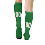Custom Emerald Green White Knee-High Sock
