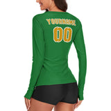 Custom Emerald Green Yellow Women's Long-Sleeve Shirt