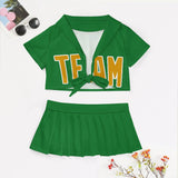 Custom Emerald Green Yellow Cheerleading Uniform Set