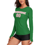 Custom Emerald Green Light Pink Women's Long-Sleeve Shirt