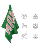 Custom Emerald Green Light Pink Beach Towel