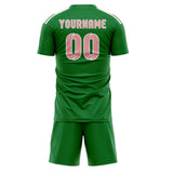 Custom Emerald Green Light Pink Soccer Jersey