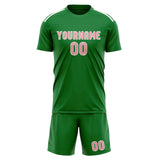 Custom Emerald Green Light Pink Soccer Jersey