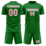 Custom Emerald Green Light Pink Soccer Jersey