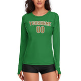 Custom Emerald Green Khaki Women's Long-Sleeve Shirt