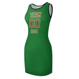 Custom Emerald Green Khaki Sleeveless Vest Dress