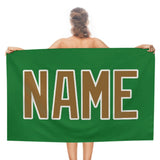 Custom Emerald Green Khaki Beach Towel