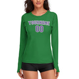 Custom Emerald Green Light Purple Women's Long-Sleeve Shirt