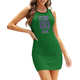 Custom Emerald Green Light Purple Sleeveless Vest Dress