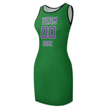 Custom Emerald Green Light Purple Sleeveless Vest Dress