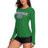 Custom Emerald Green Light Purple Women's Long-Sleeve Shirt