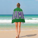 Custom Emerald Green Light Purple Beach Towel