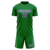 Custom Emerald Green Light Purple Soccer Jersey
