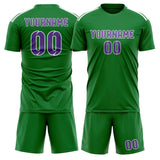 Custom Emerald Green Light Purple Soccer Jersey