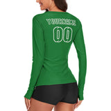 Custom Emerald Green Emerald Green Women's Long-Sleeve Shirt