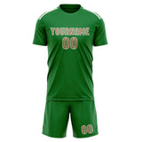 Custom Emerald Green Light Khaki Soccer Jersey