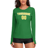 Custom Emerald Green Light Yellow Women's Long-Sleeve Shirt