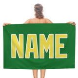 Custom Emerald Green Light Yellow Beach Towel