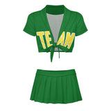 Custom Emerald Green Light Yellow Cheerleading Uniform Set