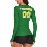 Custom Emerald Green Light Yellow Women's Long-Sleeve Shirt