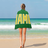 Custom Emerald Green Light Yellow Beach Towel