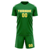 Custom Emerald Green Light Yellow Soccer Jersey