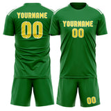 Custom Emerald Green Light Yellow Soccer Jersey